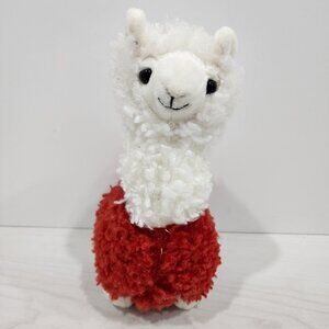 Pier 1 Imports Red & White Llama Alpaca Plush Toy 10" Tall